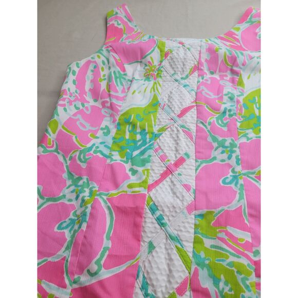 Lilly Pulitzer Floral Sleeveless Zip Straight Shift Dress 100% Cotton - Size 0 - Picture 2 of 9